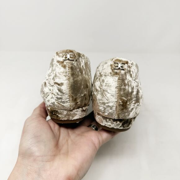 [Sam Edelman] Janina Prosecco Luster Pearl Buckle Velvet Square Toe Flats Size 9 - Picture 4 of 11
